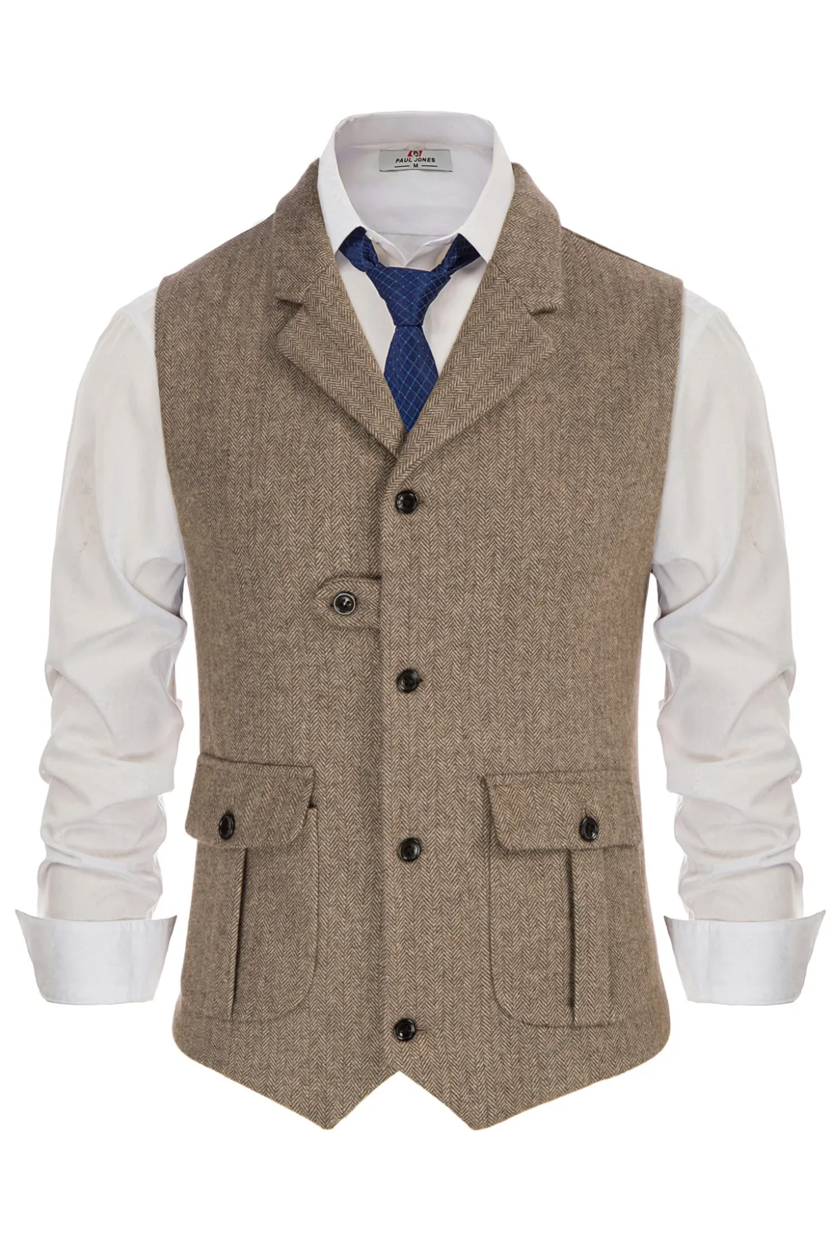 Men Notch Lapel Vest Coat Single Breasted Handkerchief Hem Cut-off Vest