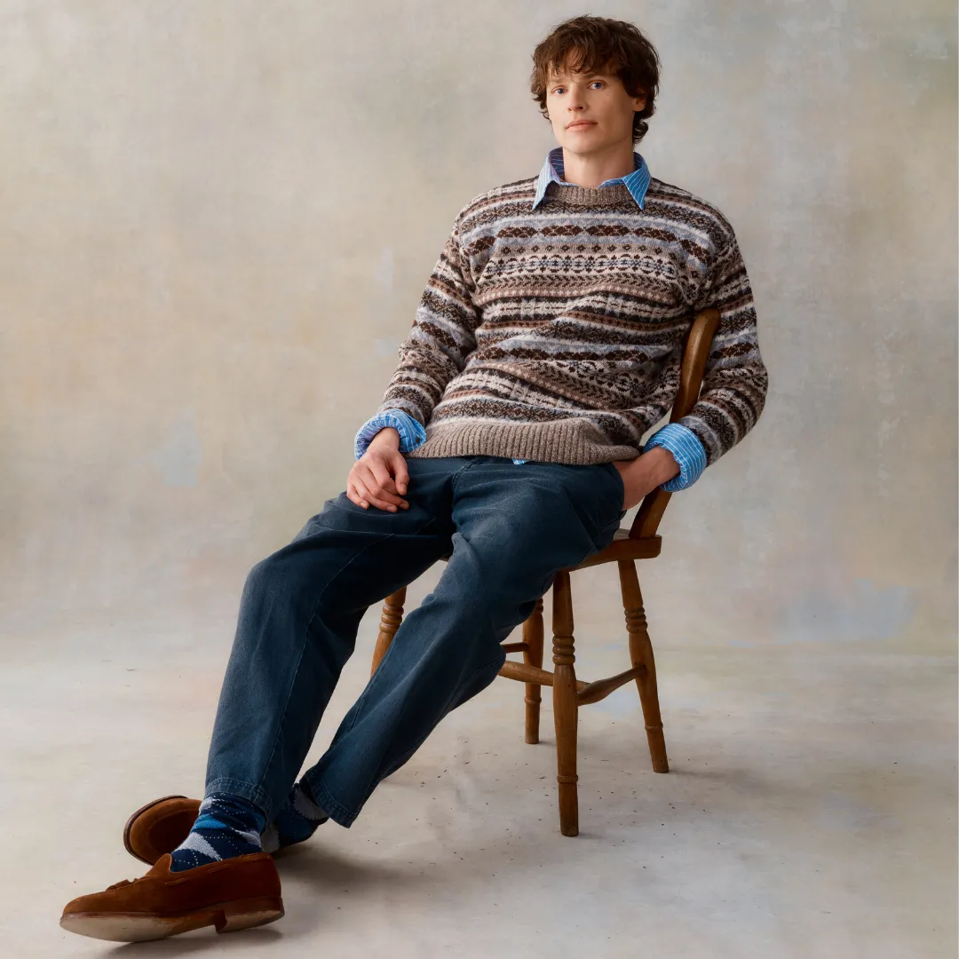 Men's All Over Fairisle Jumper - Mushroom