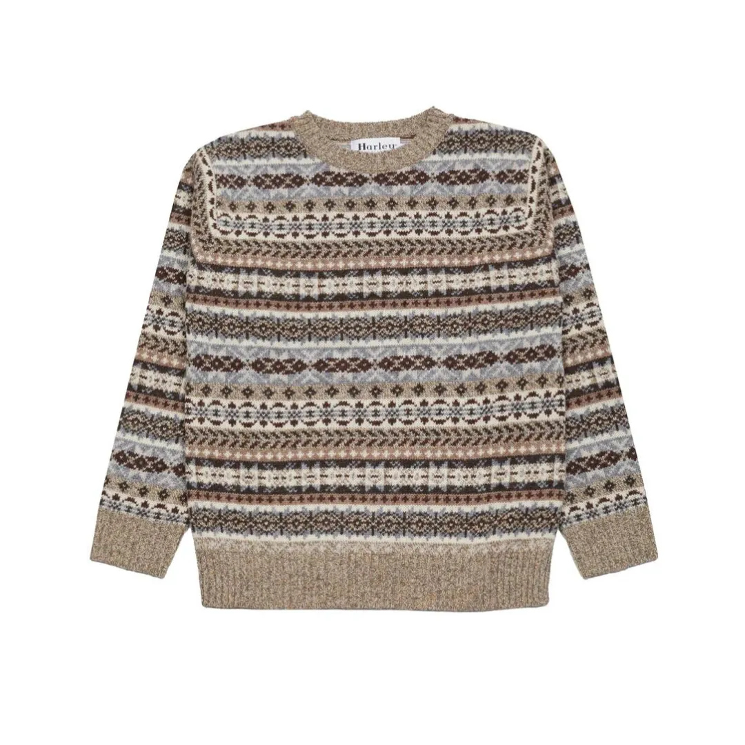 Men's All Over Fairisle Jumper - Mushroom