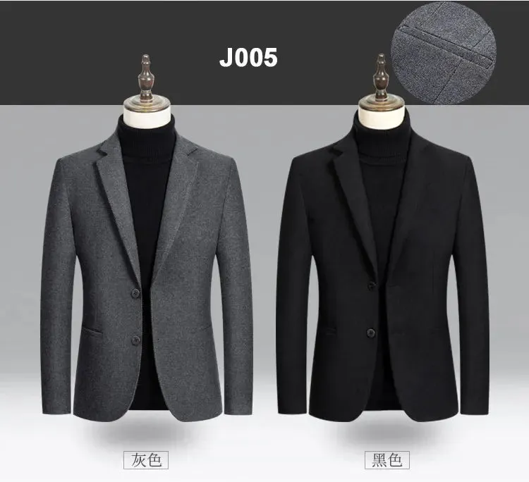 Men's Wool Blazers Male Suit Jacket Oversized Solid Business Casual Winter Jacket Men Clothing Wedding Suit Coat 4XL BFJ002