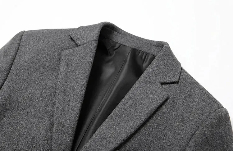 Men's Wool Blazers Male Suit Jacket Oversized Solid Business Casual Winter Jacket Men Clothing Wedding Suit Coat 4XL BFJ002