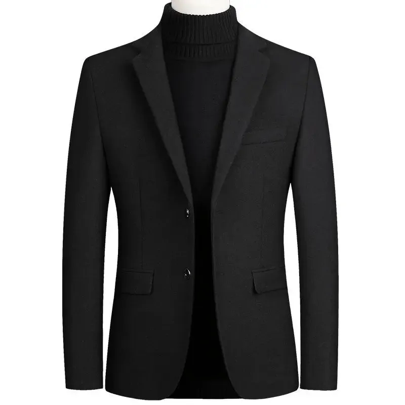 Men's Wool Blazers Male Suit Jacket Oversized Solid Business Casual Winter Jacket Men Clothing Wedding Suit Coat 4XL BFJ002