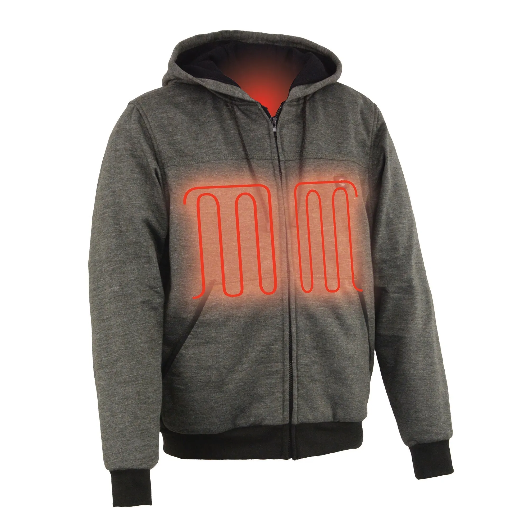 Men's Zipper Front Heated Hoodie w/ Front & Back Heating Elements