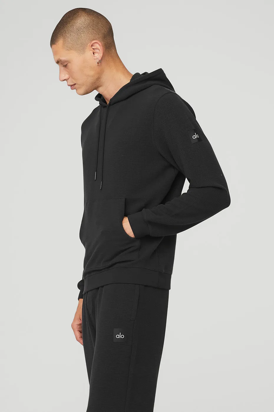 Micro Waffle Fast Break Hoodie - Black