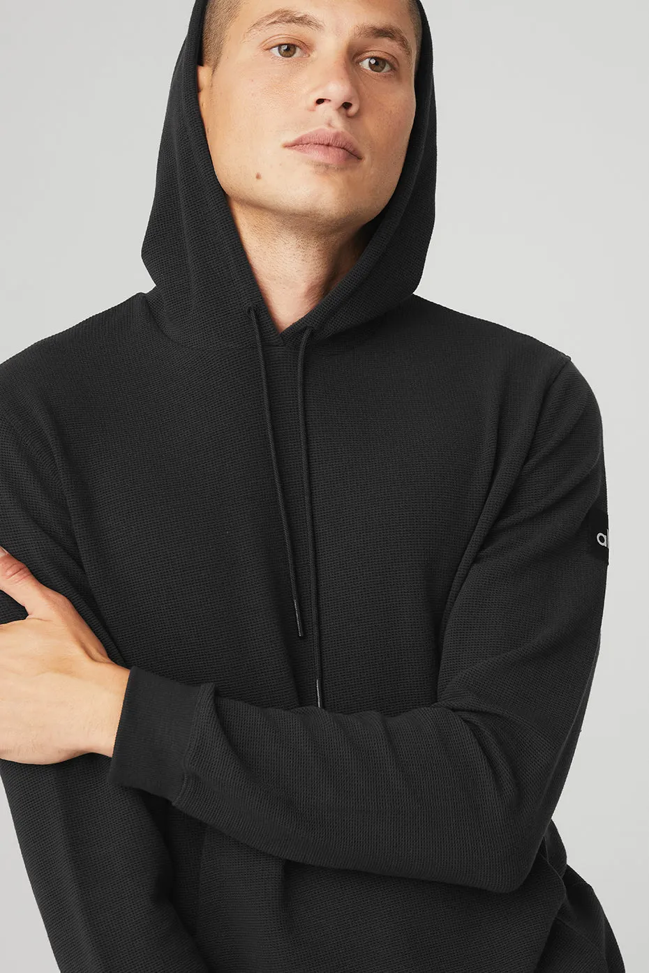 Micro Waffle Fast Break Hoodie - Black