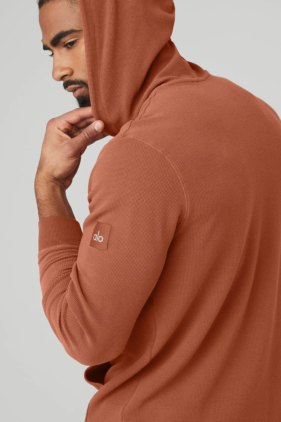 Micro Waffle Fast Break Hoodie - Rust