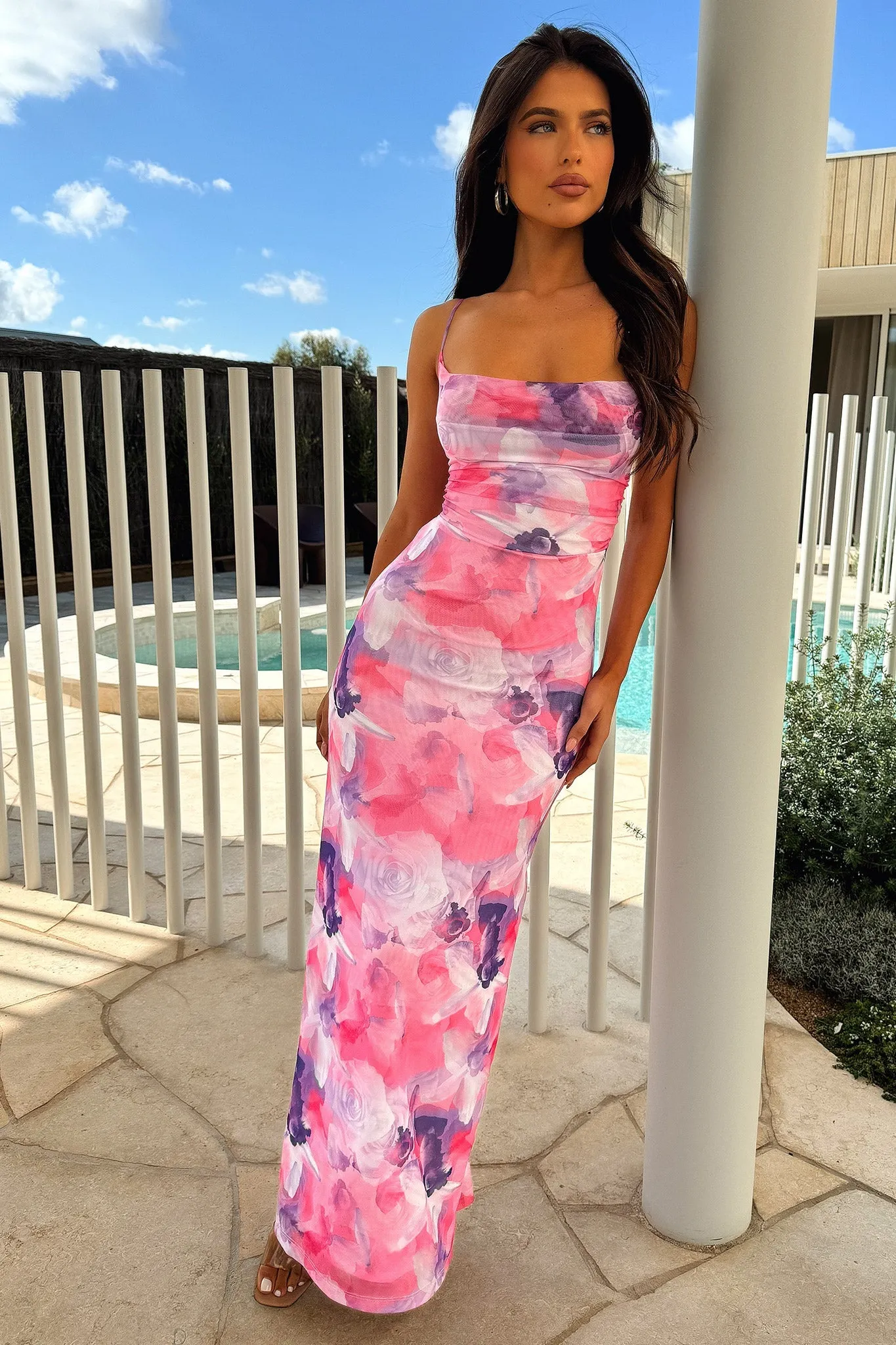 Nadine Maxi Dress - Pink Floral