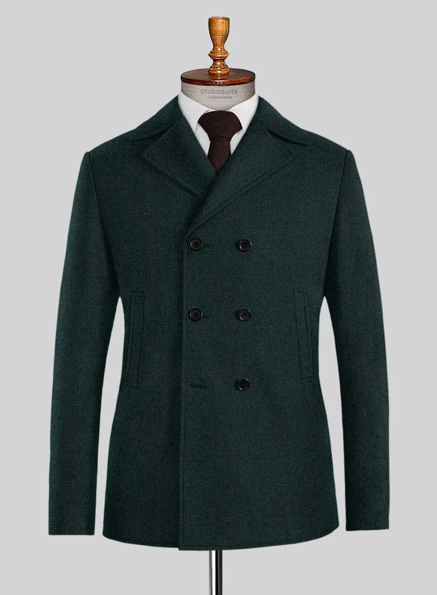 Naples Bello Green Tweed Pea Coat