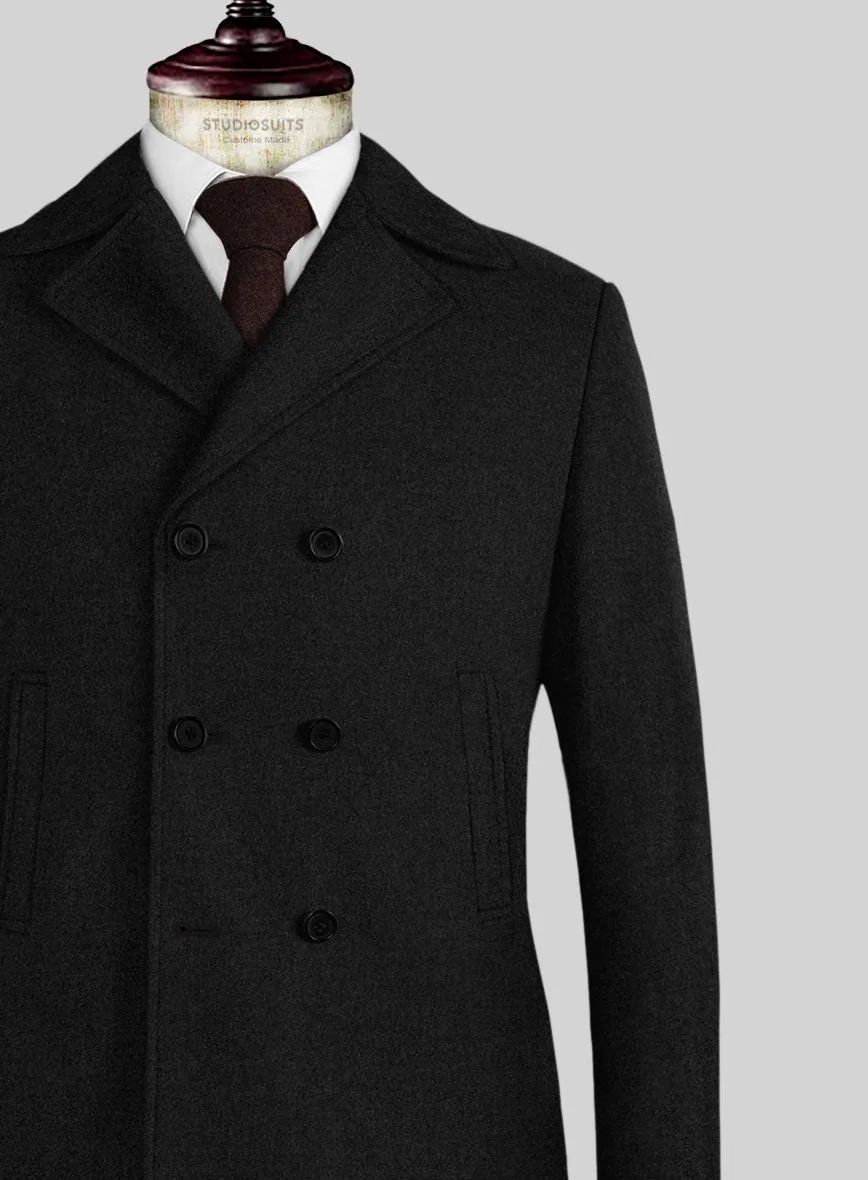 Naples Black Tweed Pea Coat