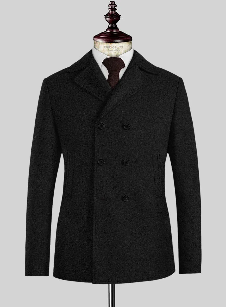 Naples Black Tweed Pea Coat