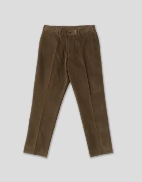 NARROW WALE CORDUROY TROUSERS - OLIVE