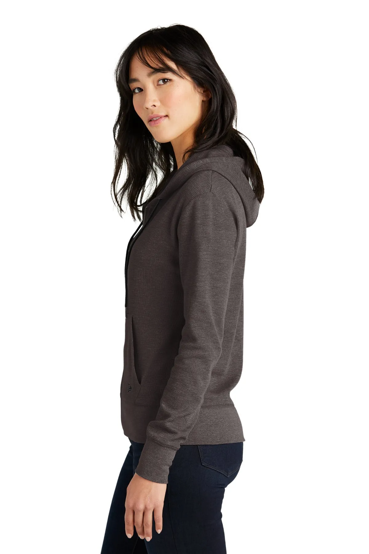 New Era Ladies Thermal Custom Zip Hoodies, Black Heather