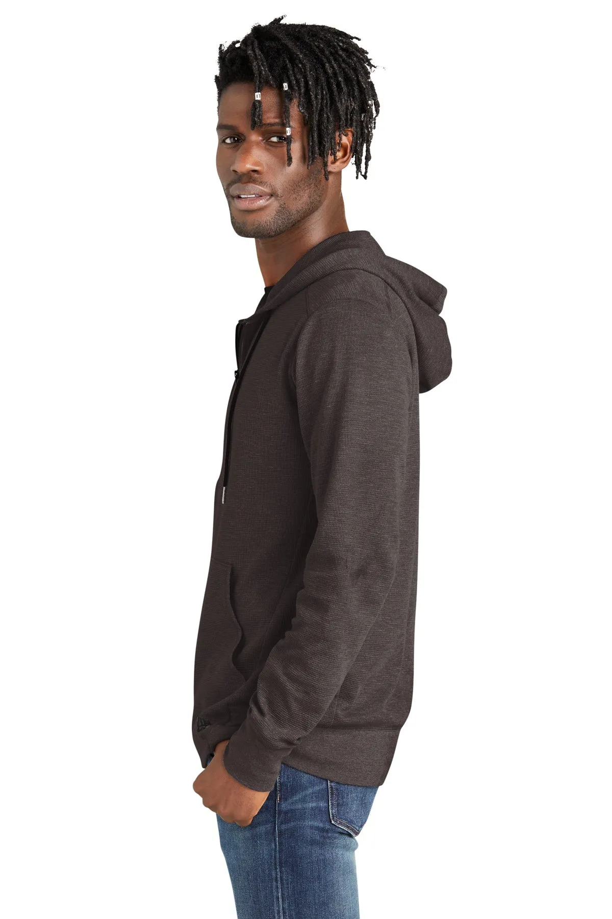 New Era Thermal Custom Zip Hoodies, Black Heather