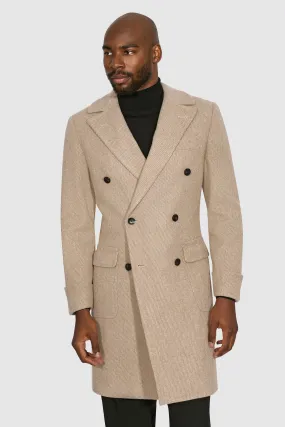 New Suitsupply Merano Light Brown Twill Pure Wool Super 110s Polo Coat - Size 36R and 46R (Buy Your Normal Size!)