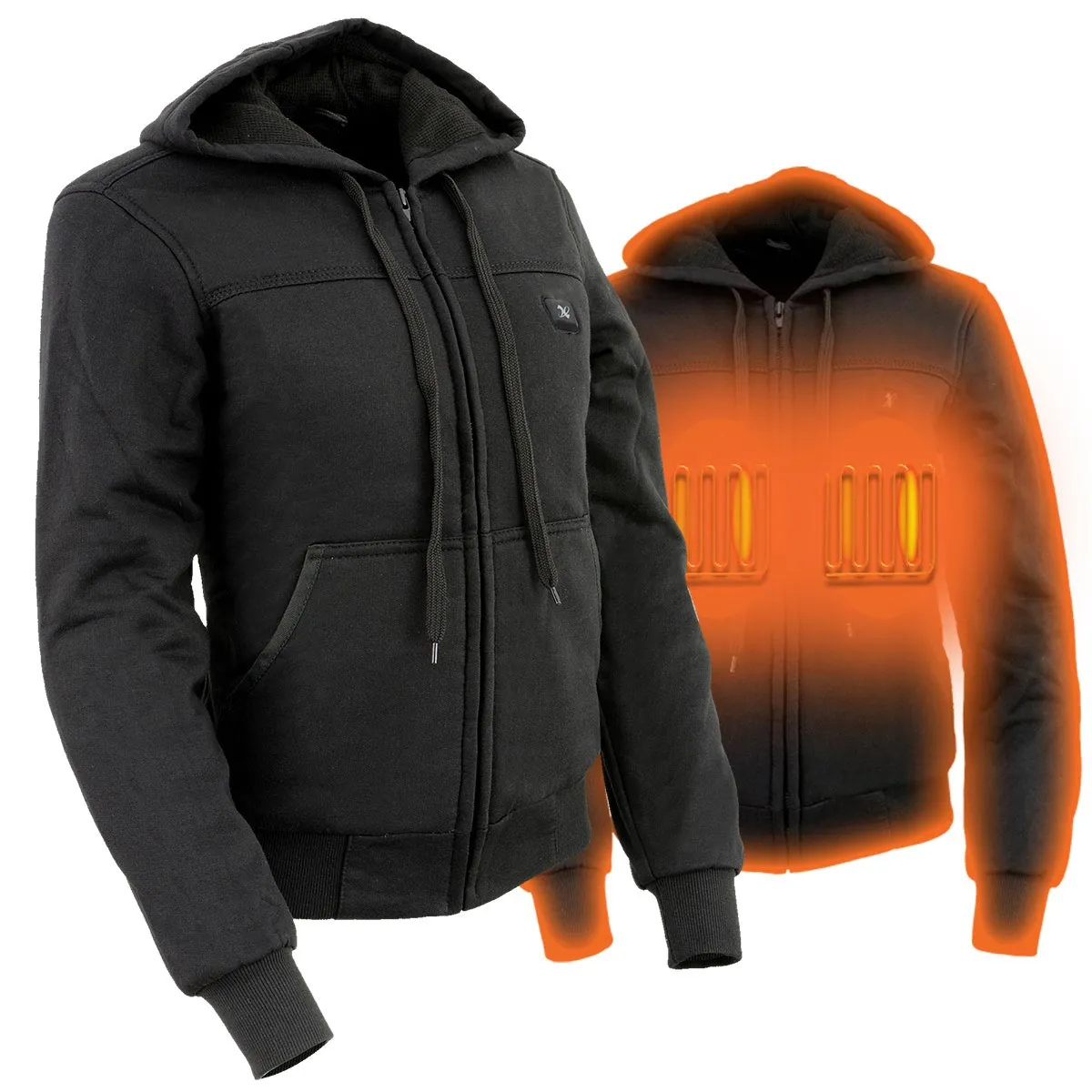 Nexgen Heat MPL2713SET12v Women's Black 'Heated' Zipper Front Hoodie (Battery Pack Included)