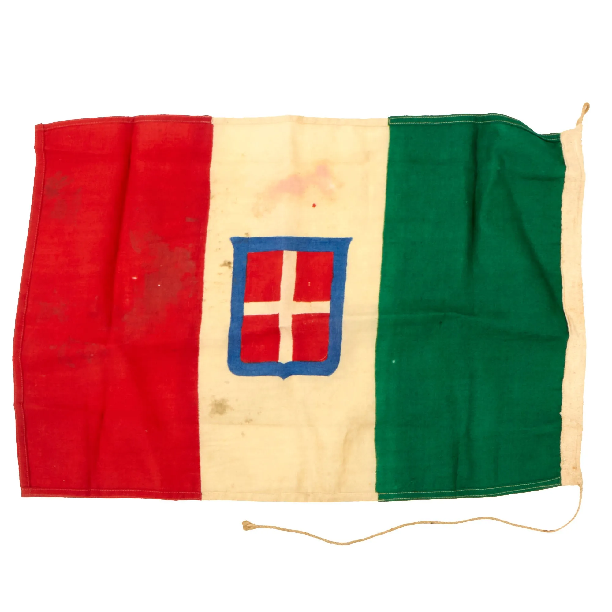 Original WWII European Axis Powers Small Flag Set: German NSDAP Flag & Kingdom of Italy Flag With Savoy Coat of Arms