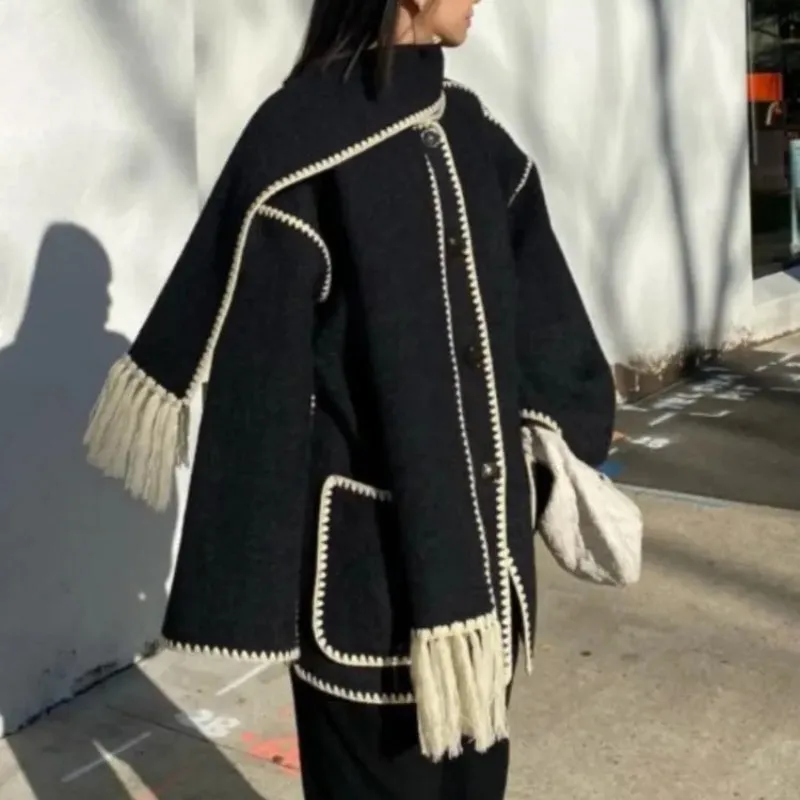 Oversized Winter Fashionista Coat Jacket with Scarf