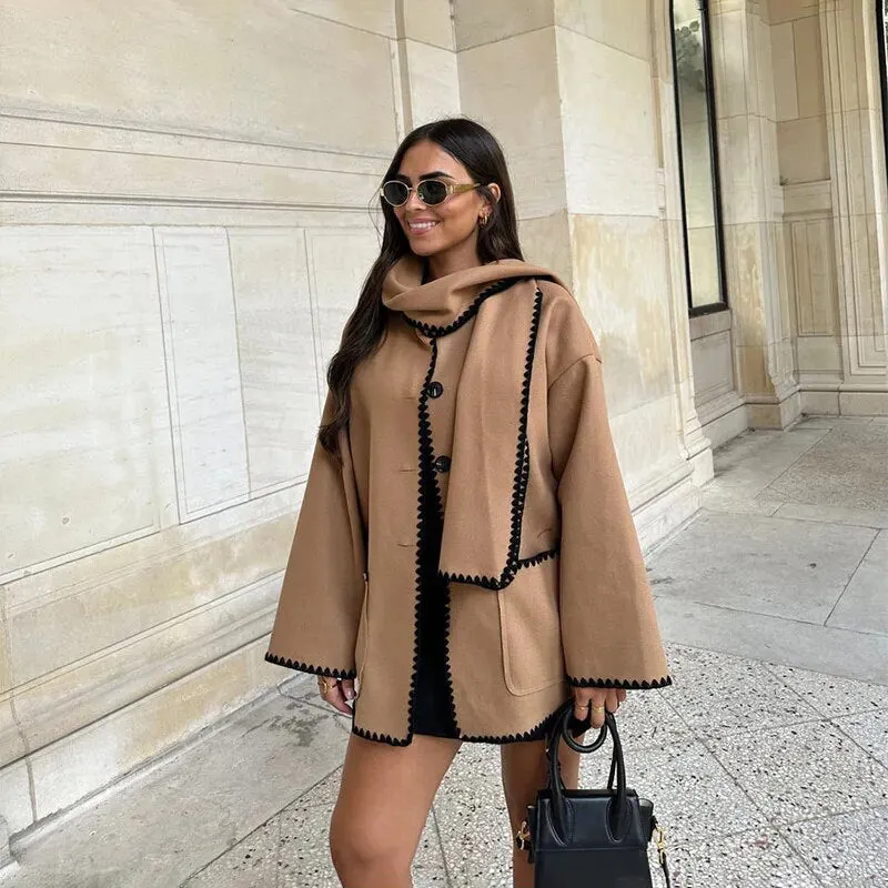 Oversized Winter Fashionista Coat Jacket with Scarf