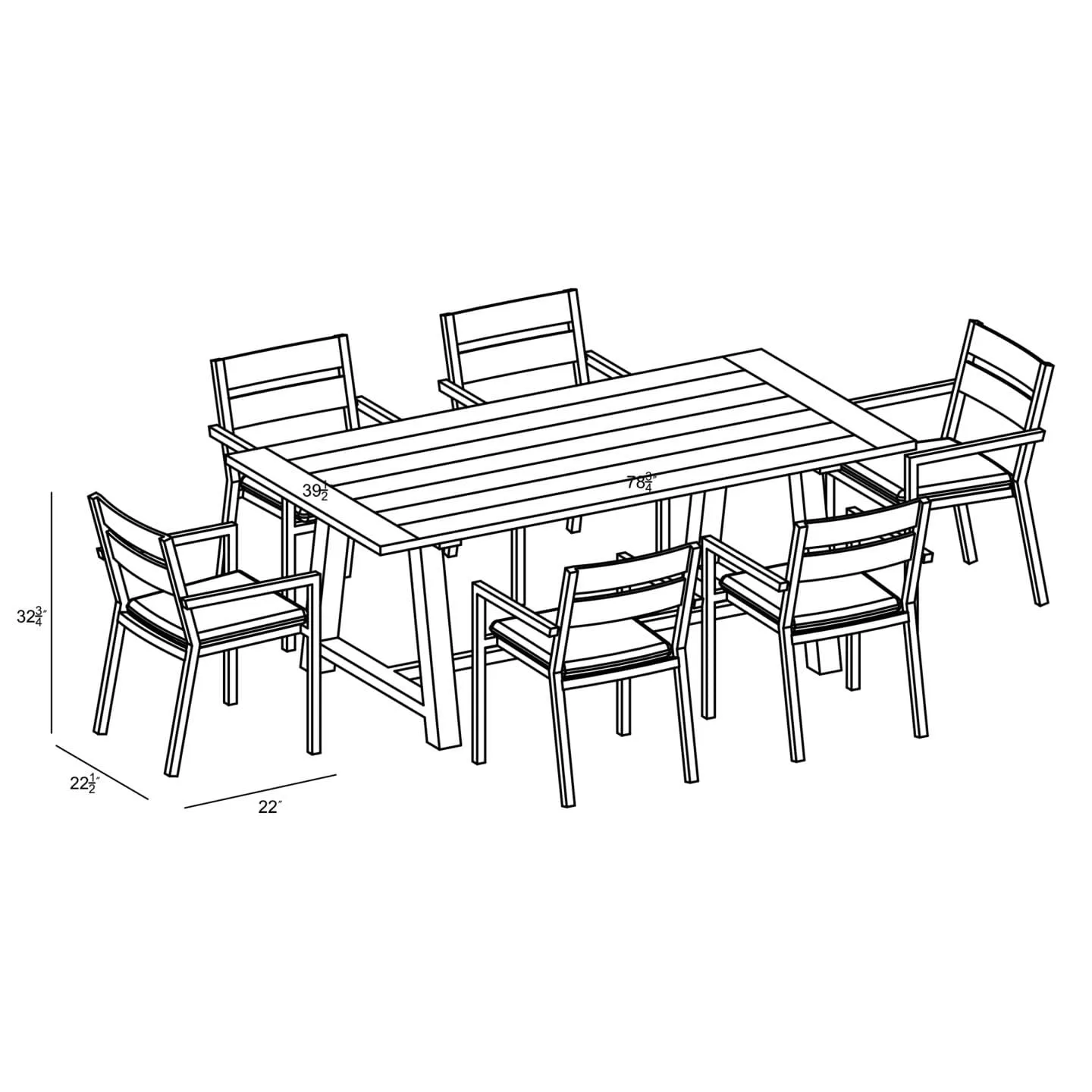 Pacifica Mill 6 Seat Reclaimed Teak Outdoor Dining Set