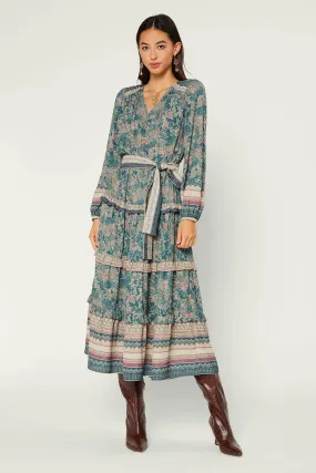 Paisley Border Ruffled Dress