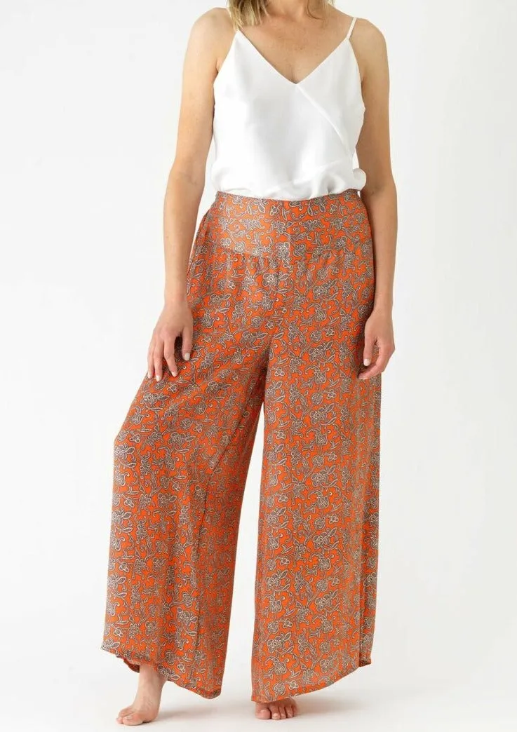 Palazzo Pant - Floral Paisley Orange - One Hundred Stars