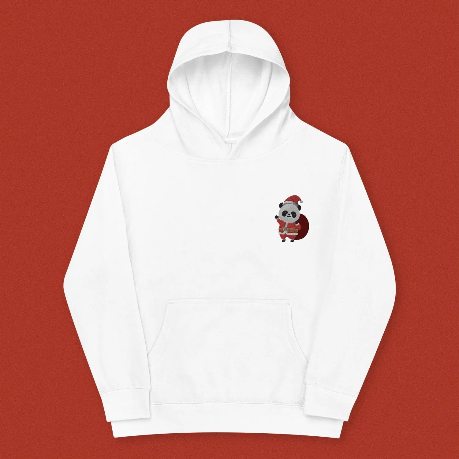 Panda Santa Embroidered Kids Hoodie