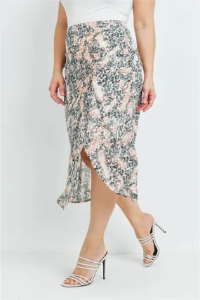 Peach Animal Print Plus Size Skirt