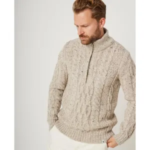 Peregrine Skiddaw Chunky Merino Wool Cable Lewis Half Zip Jumper