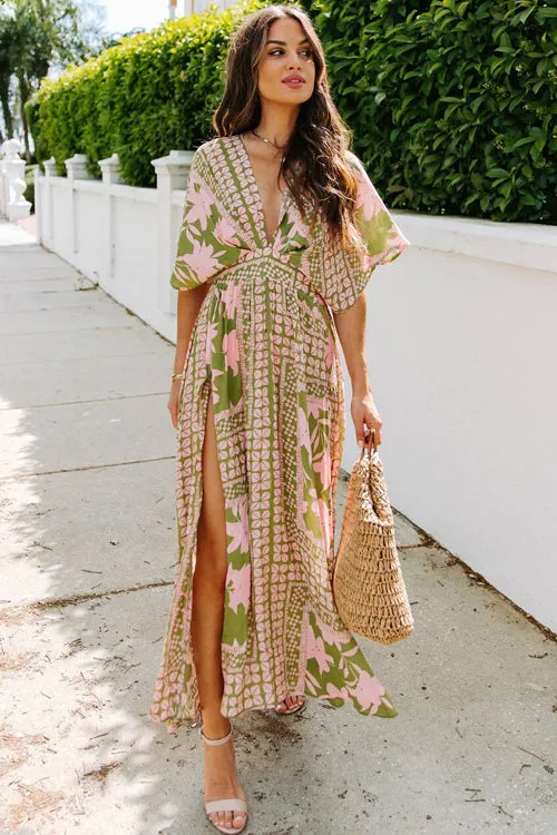 Perfectly You V-Neck Print Maxi Dress