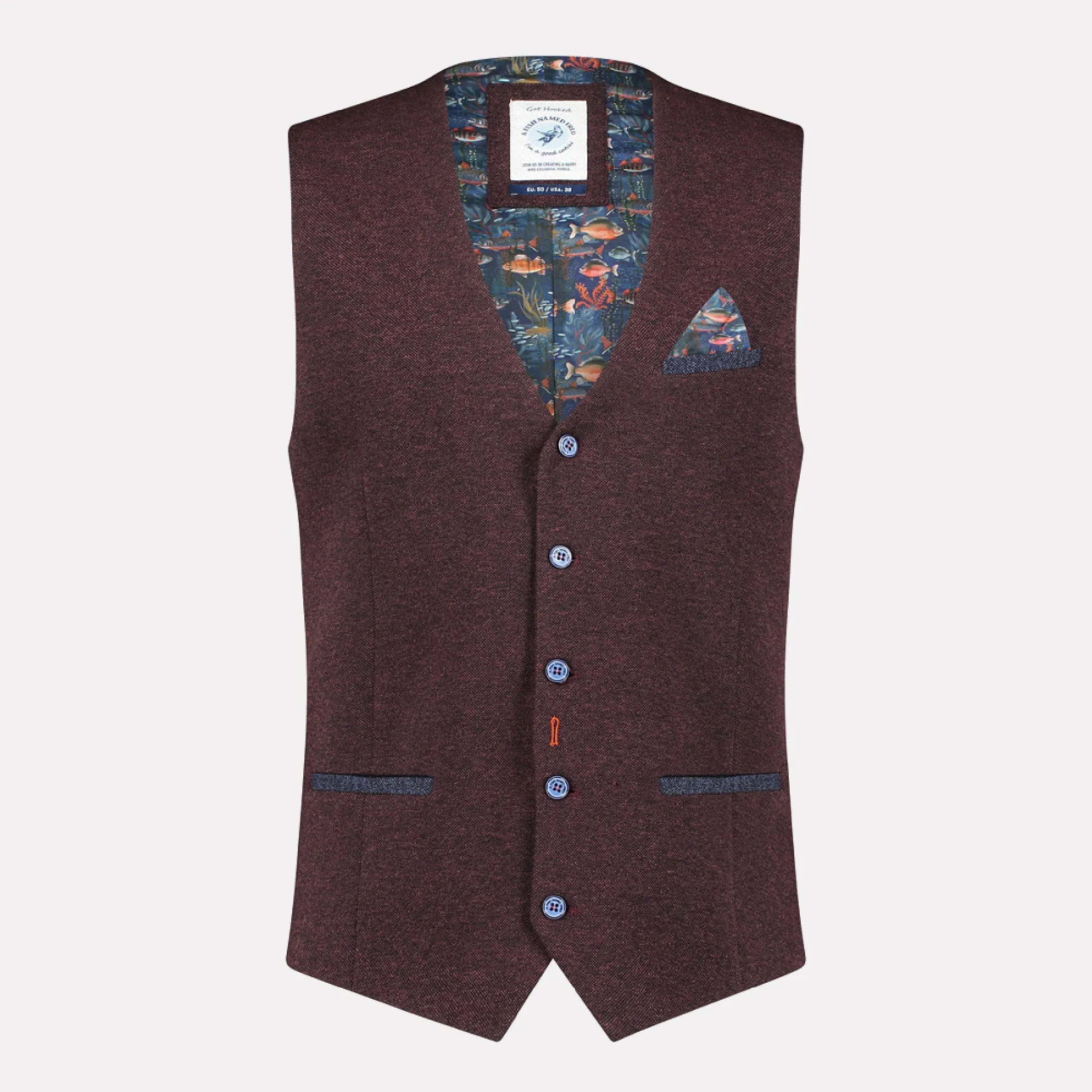 Pique Slim Fit Fashion Waist Coat / Burgundy