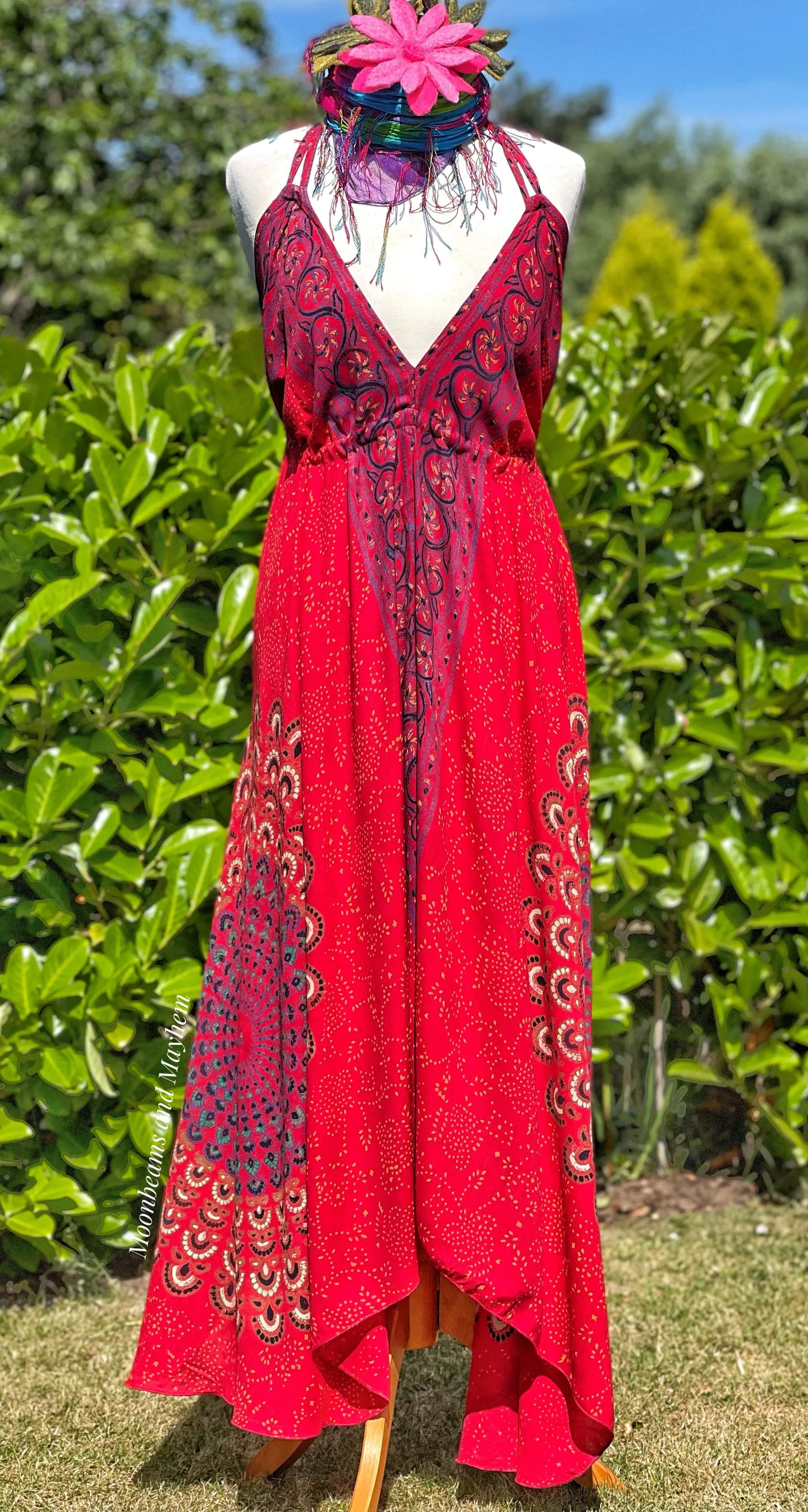 POPPY RED MANDALA MAXI DRESS UK 12 / 14 / 16