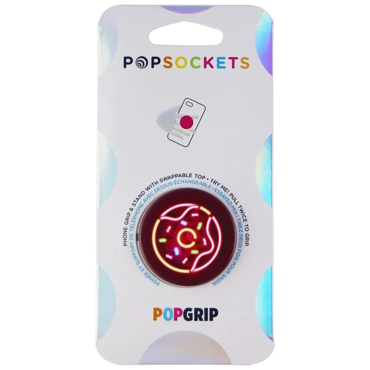 PopSockets: PopGrip Expanding Stand and Grip with Swappable Top - Neon Donut