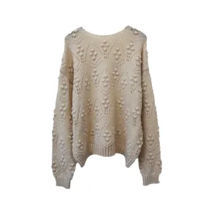 Pre Order:  Casual Loose Hollow Out Solid Knitted Sweater