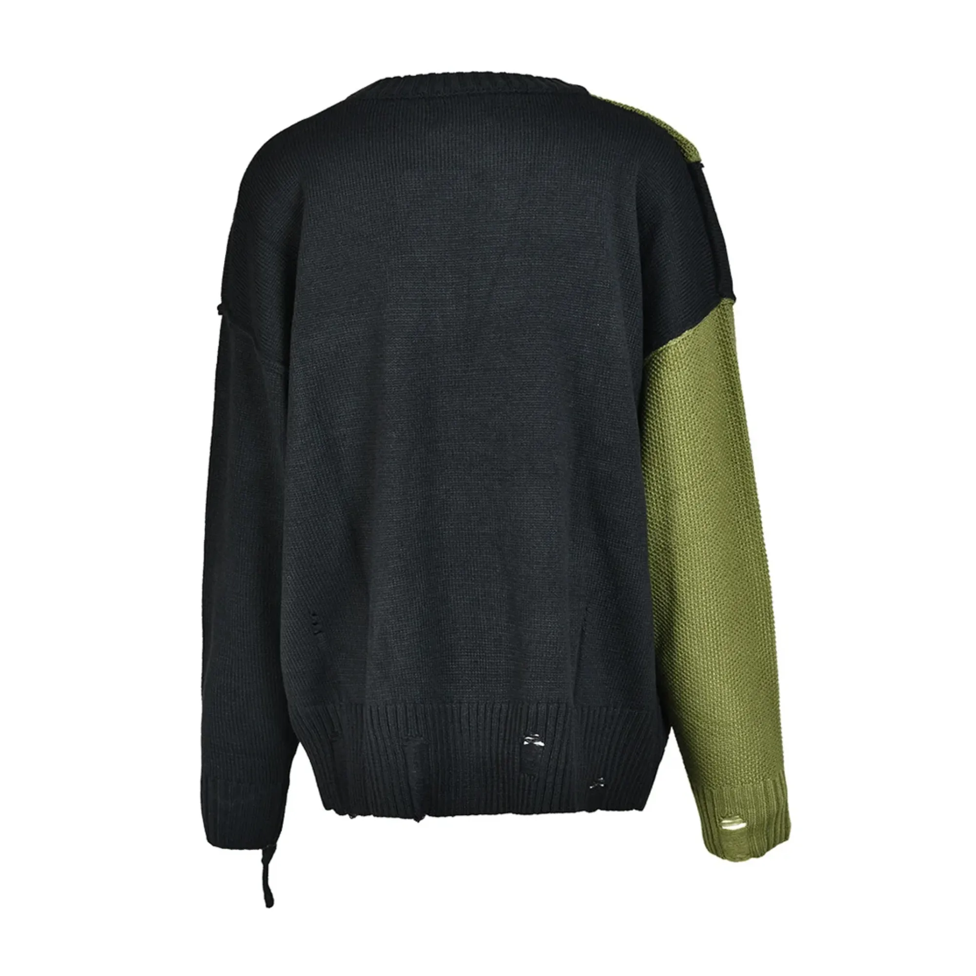 Pre Order:  Colorblock Knitted Green Pullover Sweater