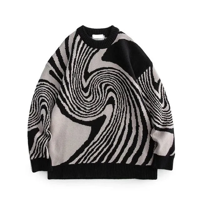 Pre Order:  Contrast Swirls Knitted Sweater