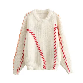 Pre Order:  Contrast Topstitch Knitted Sweater