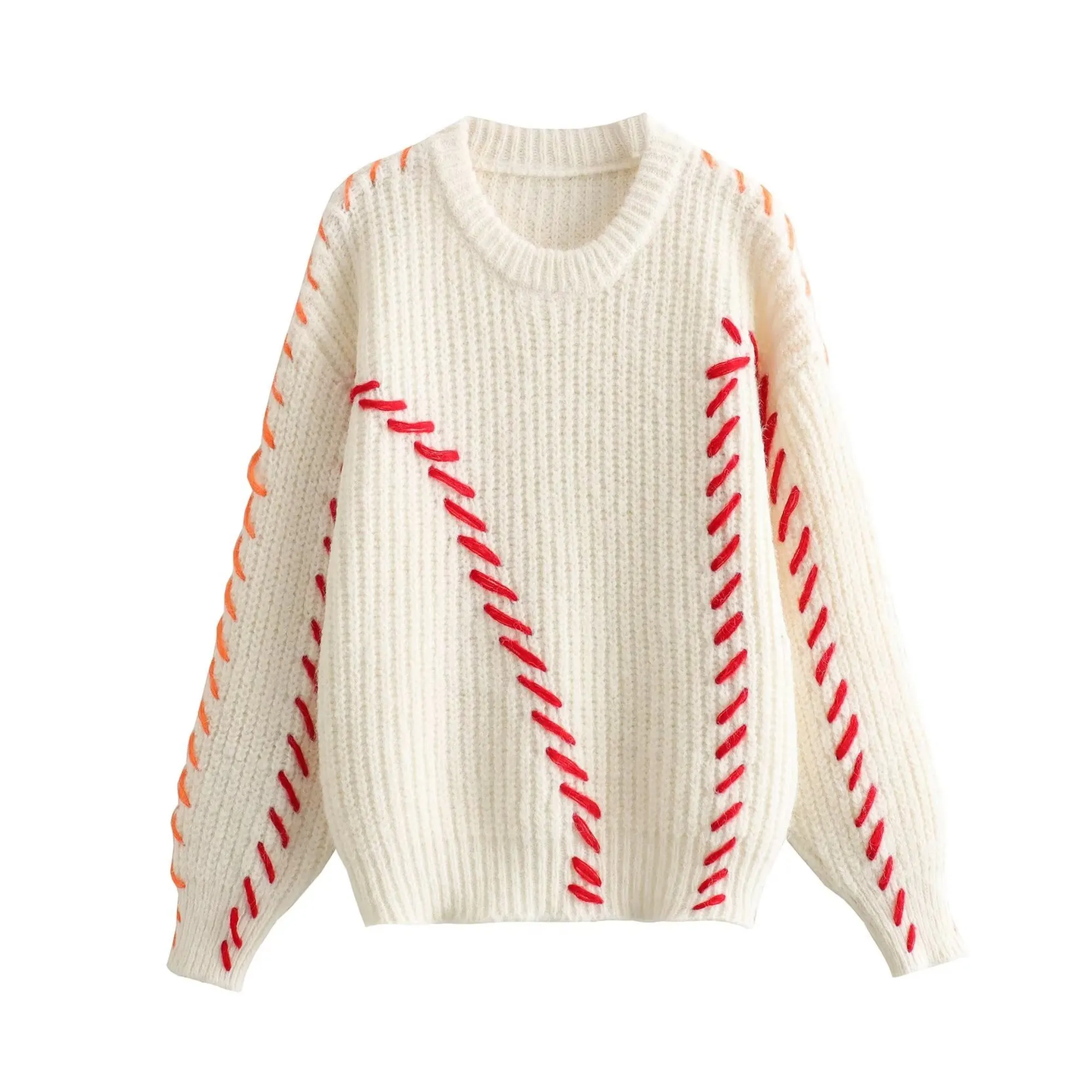 Pre Order:  Contrast Topstitch Knitted Sweater