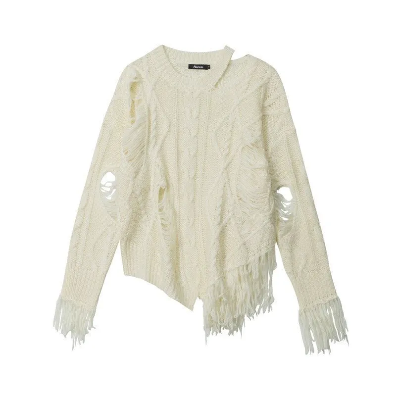 Pre Order:  Distressed Fringe Knit Sweater