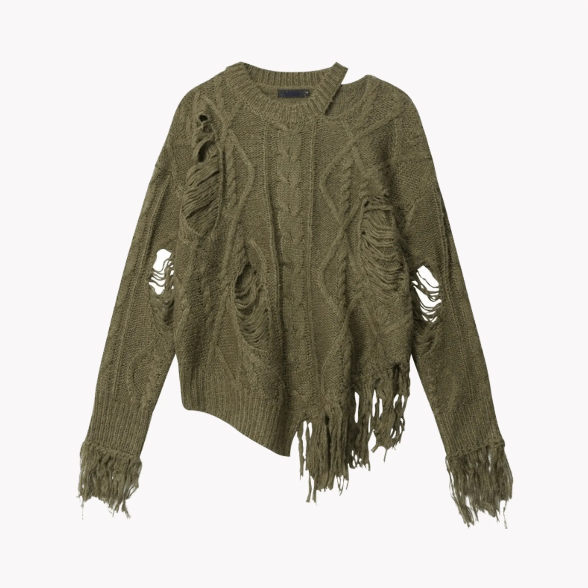 Pre Order:  Distressed Fringe Knit Sweater