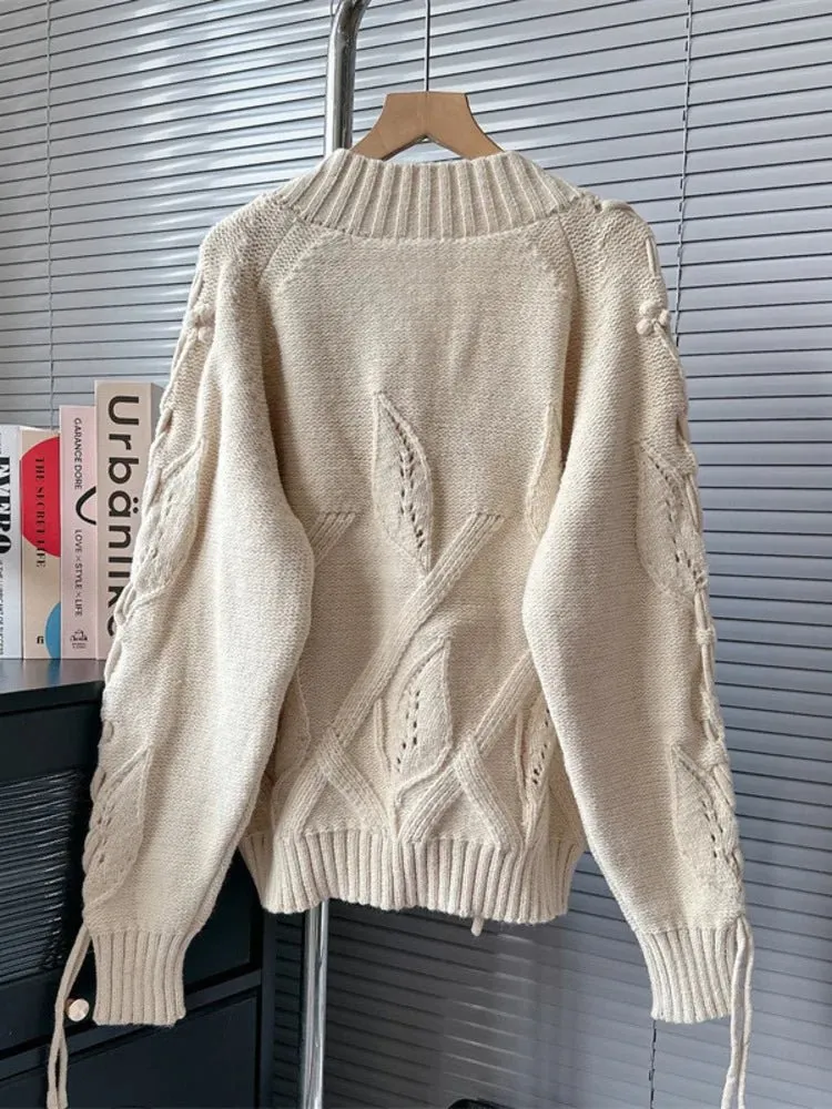 Pre Order:  Embossed Leaves Knitted Sweater