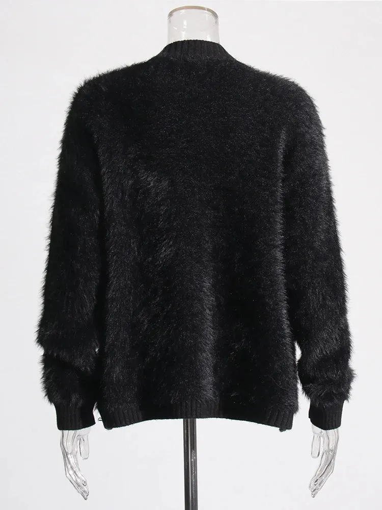 Pre Order:  Faux Fur Loose Knit Sweater