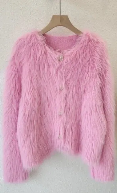 Pre Order:  Faux Mink Plush Knit Sweater