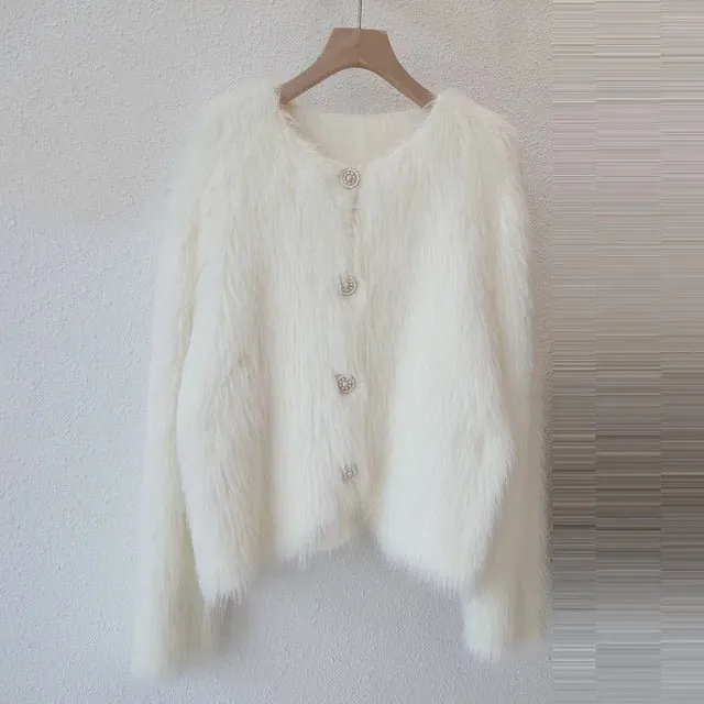 Pre Order:  Faux Mink Plush Knit Sweater