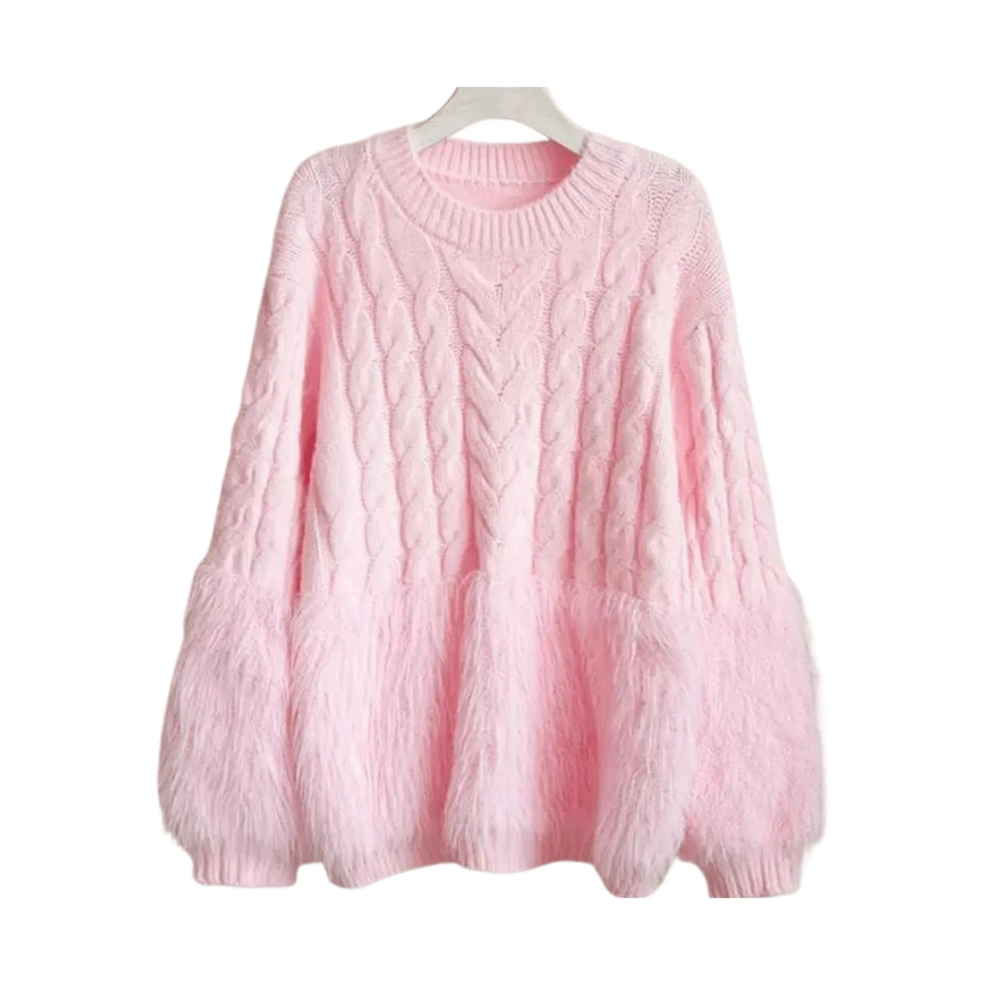 Pre Order:  Fluffy Cuffs Round Neck Sweater