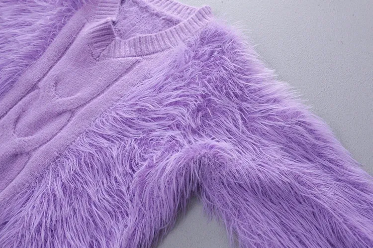 Pre Order:  Fuzzy Lantern Sleeves Knit Sweater