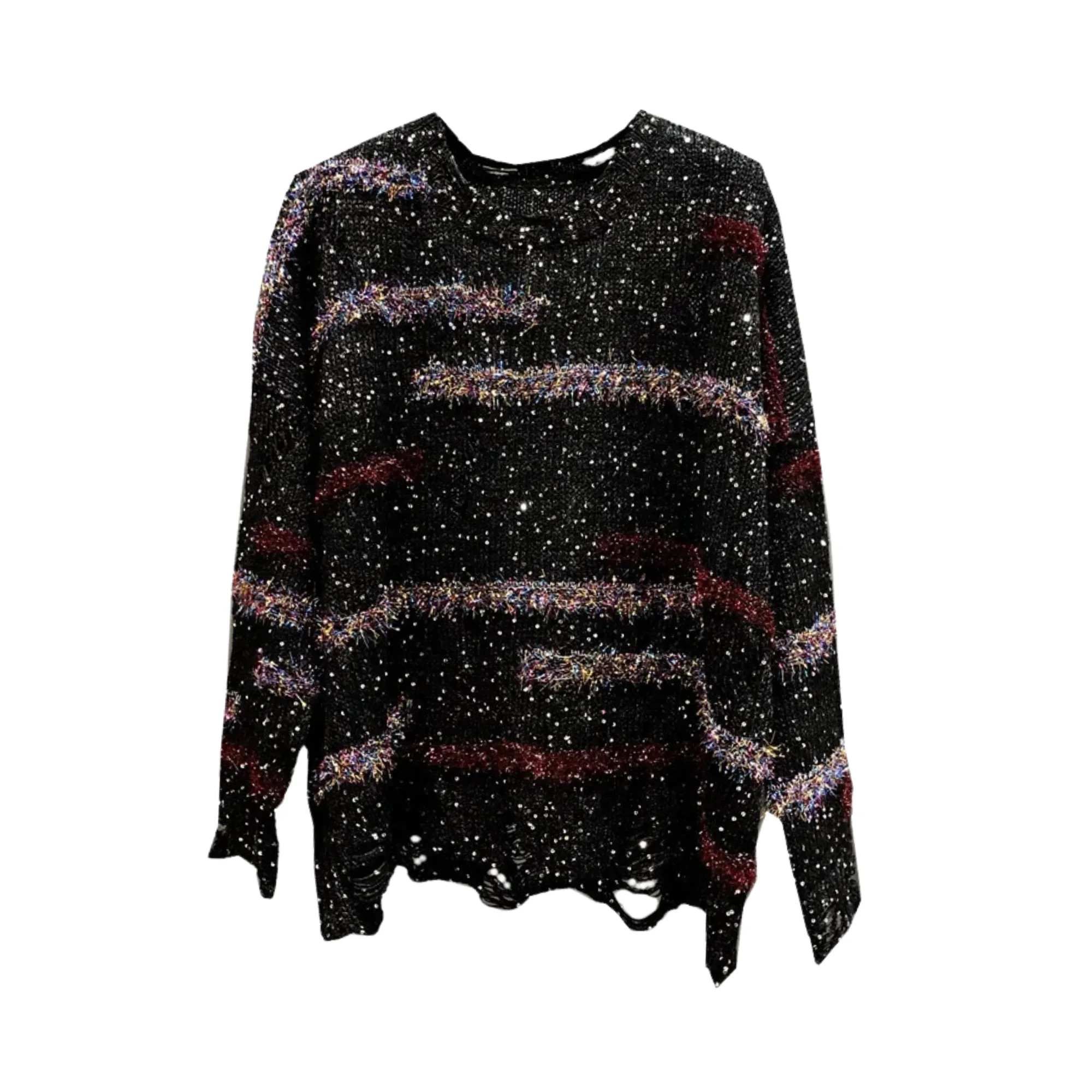 Pre Order:  Glitzy Distressed Knitted Sweater