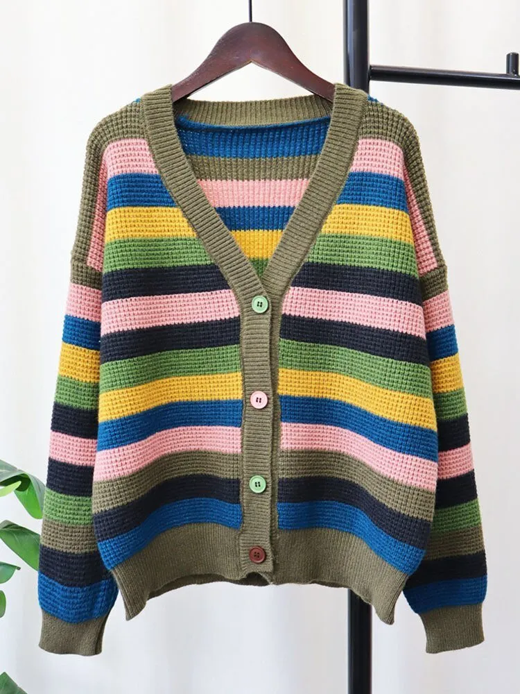 Pre Order:  Green Outlined Multicolor Knit Sweater