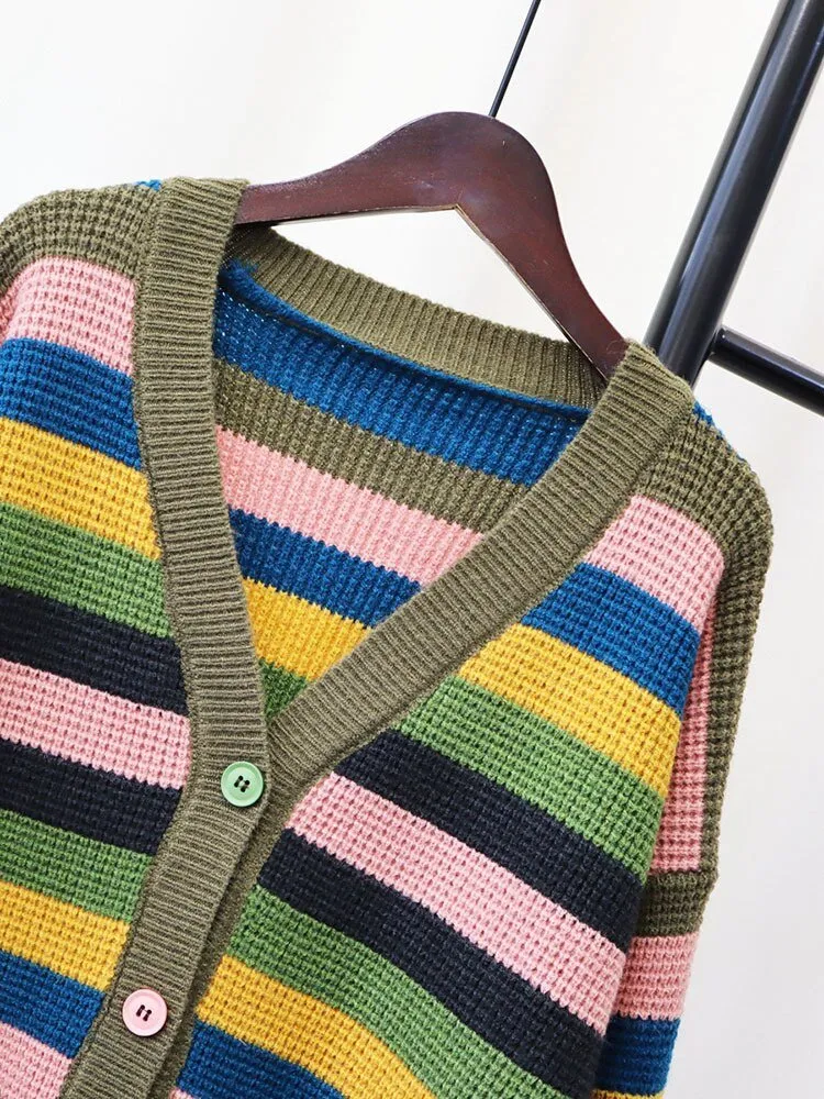 Pre Order:  Green Outlined Multicolor Knit Sweater