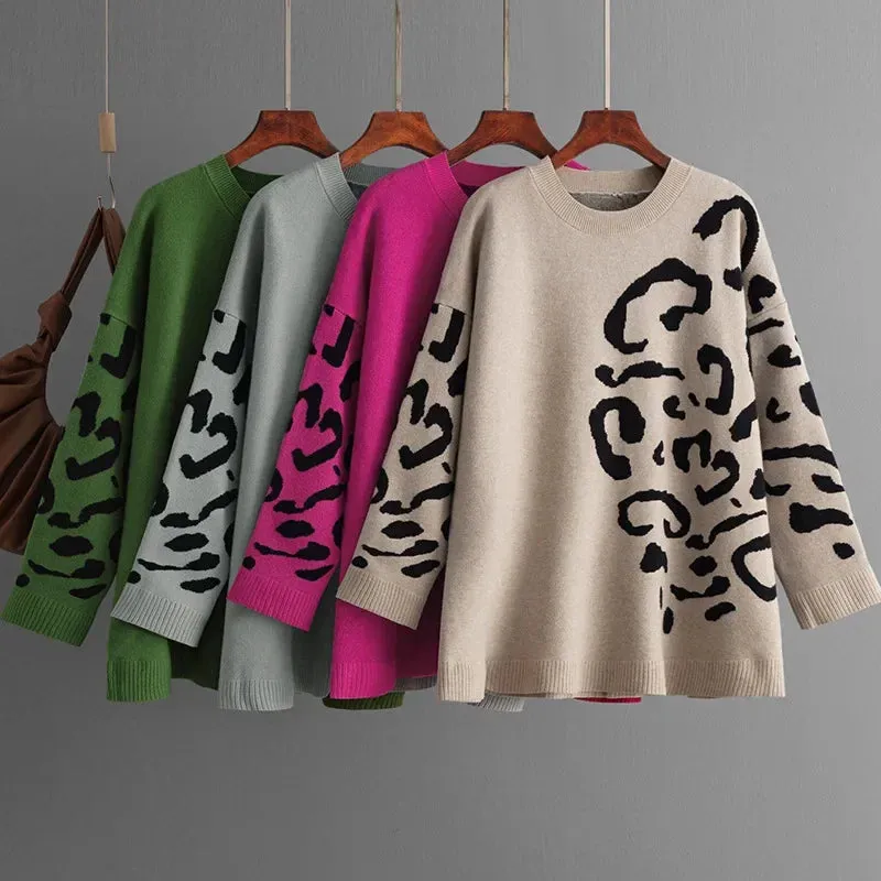 Pre Order:  Jacquard Leopard Knitted Sweater