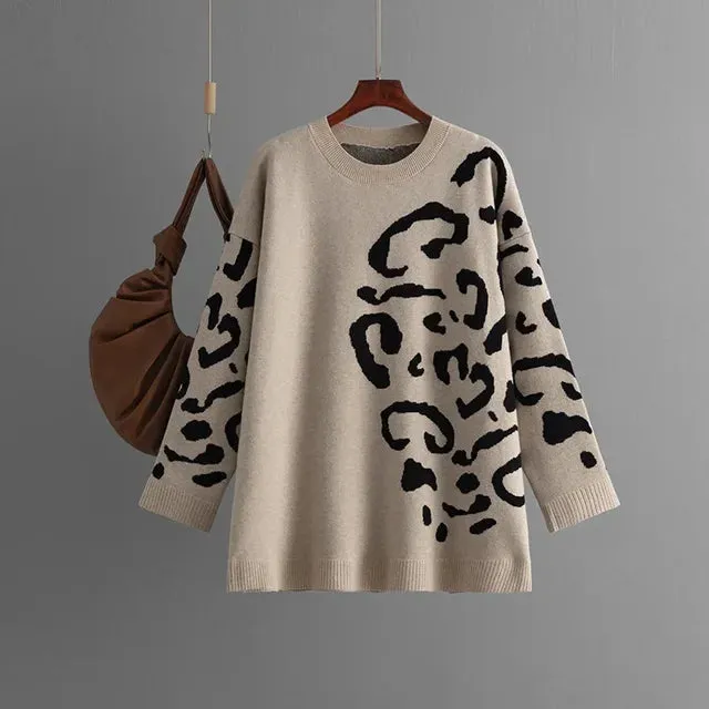 Pre Order:  Jacquard Leopard Knitted Sweater